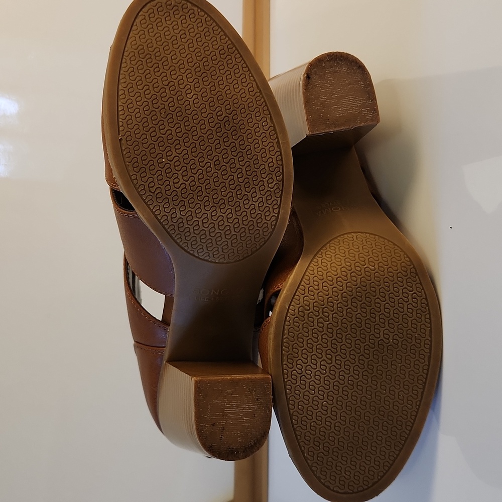 Sonoma Life+Style Saddle Brown Peep Toe Booties – Size 8.5 - Picture 10 of 13